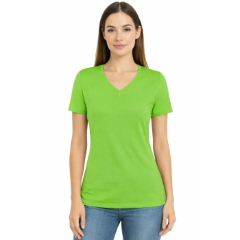 T-shirt Damski limonka dekolt w serek roz. L